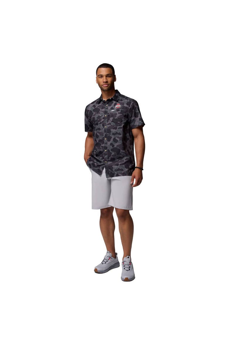 Men's Columbia Black Ohio State Buckeyes Super Slack Tide Omni-Wick Button-Up Shirt, Alternate, color, Black
