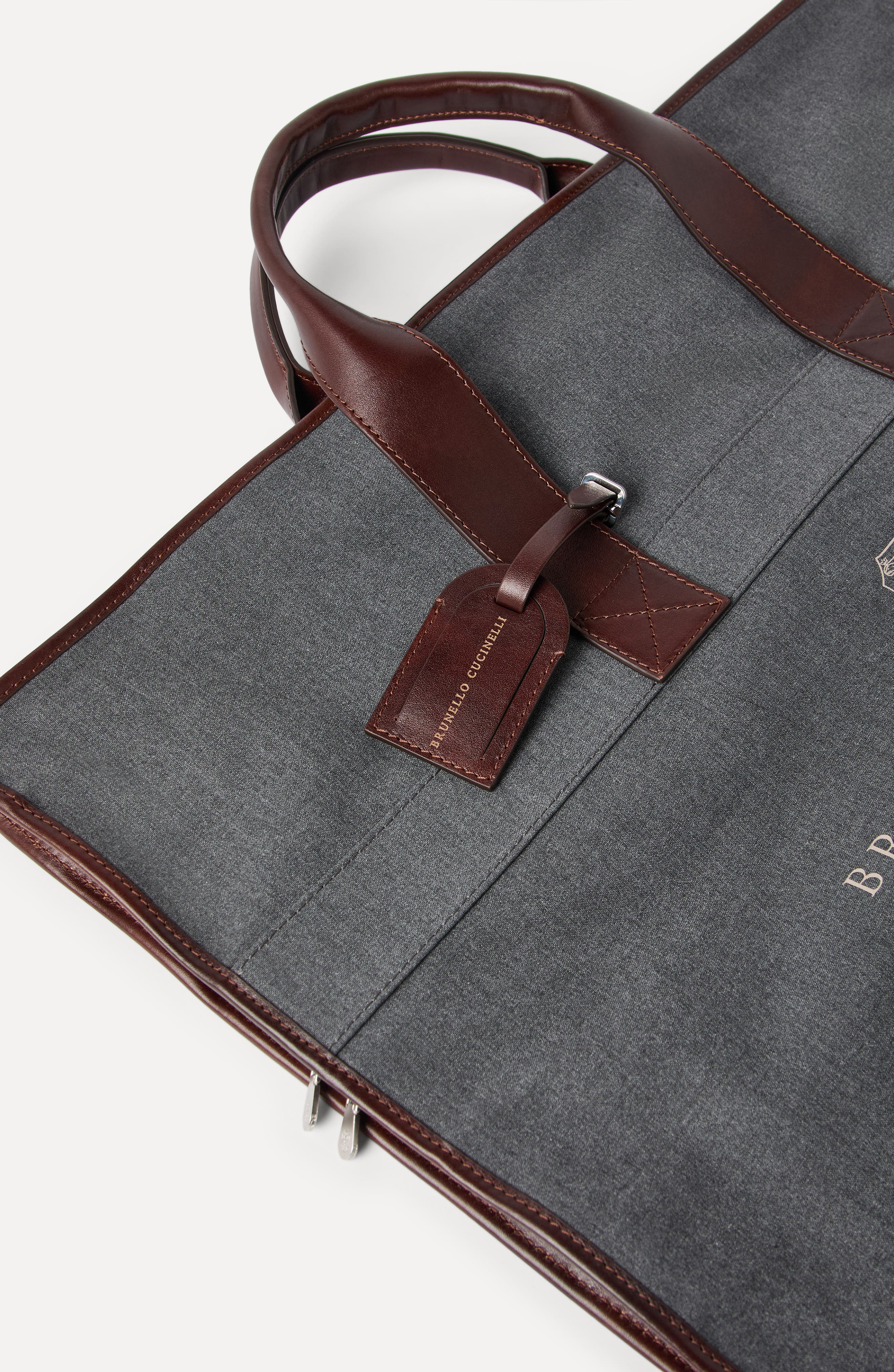 Brunello Cucinelli Calfskin suit carrier, Alternate, color, Anthracite