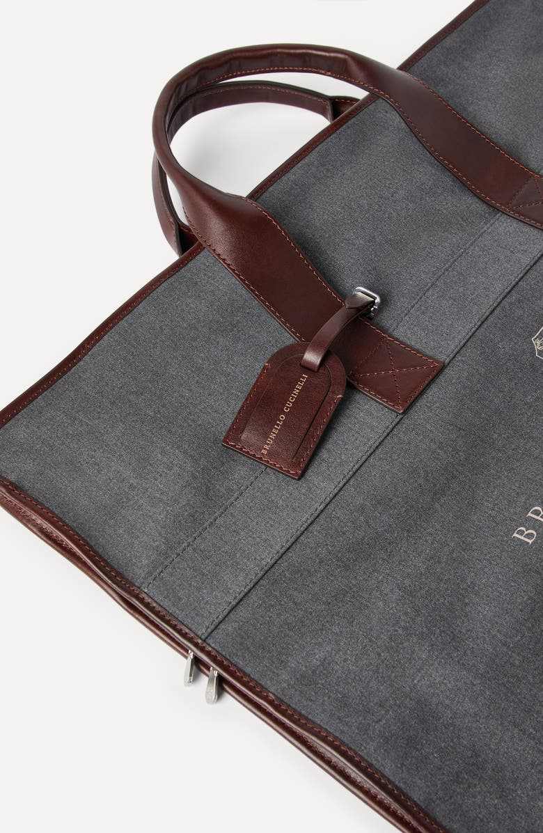 Brunello Cucinelli Calfskin suit carrier, Alternate, color, Anthracite