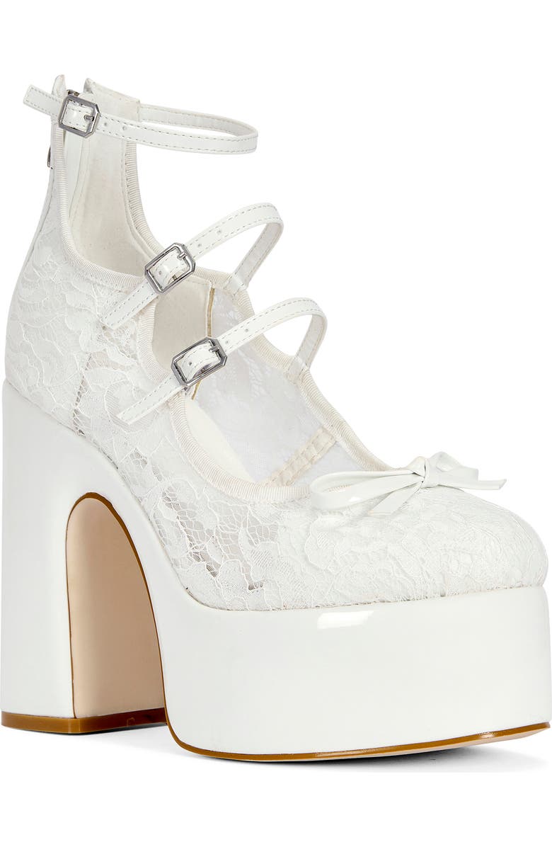 AZALEA WANG Sprout Platform Ankle Strap Pump, Main, color, White