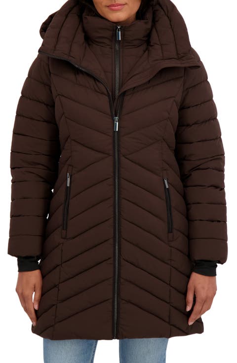 Water Resistant Stretch Chevron Quilted Jacket with Bib