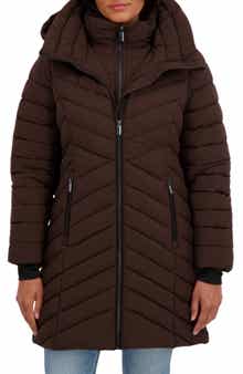 Sebby Water Resistant Stretch Chevron Quilted Jacket with Bib