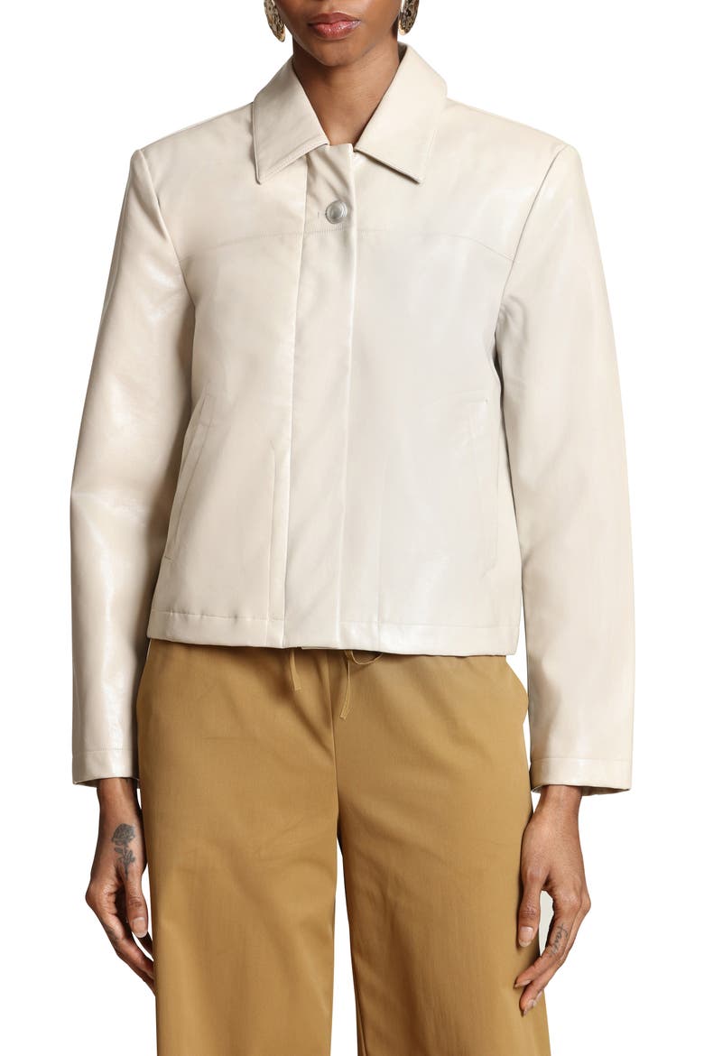 Faux Leather Jacket, Alternate, color, OAT