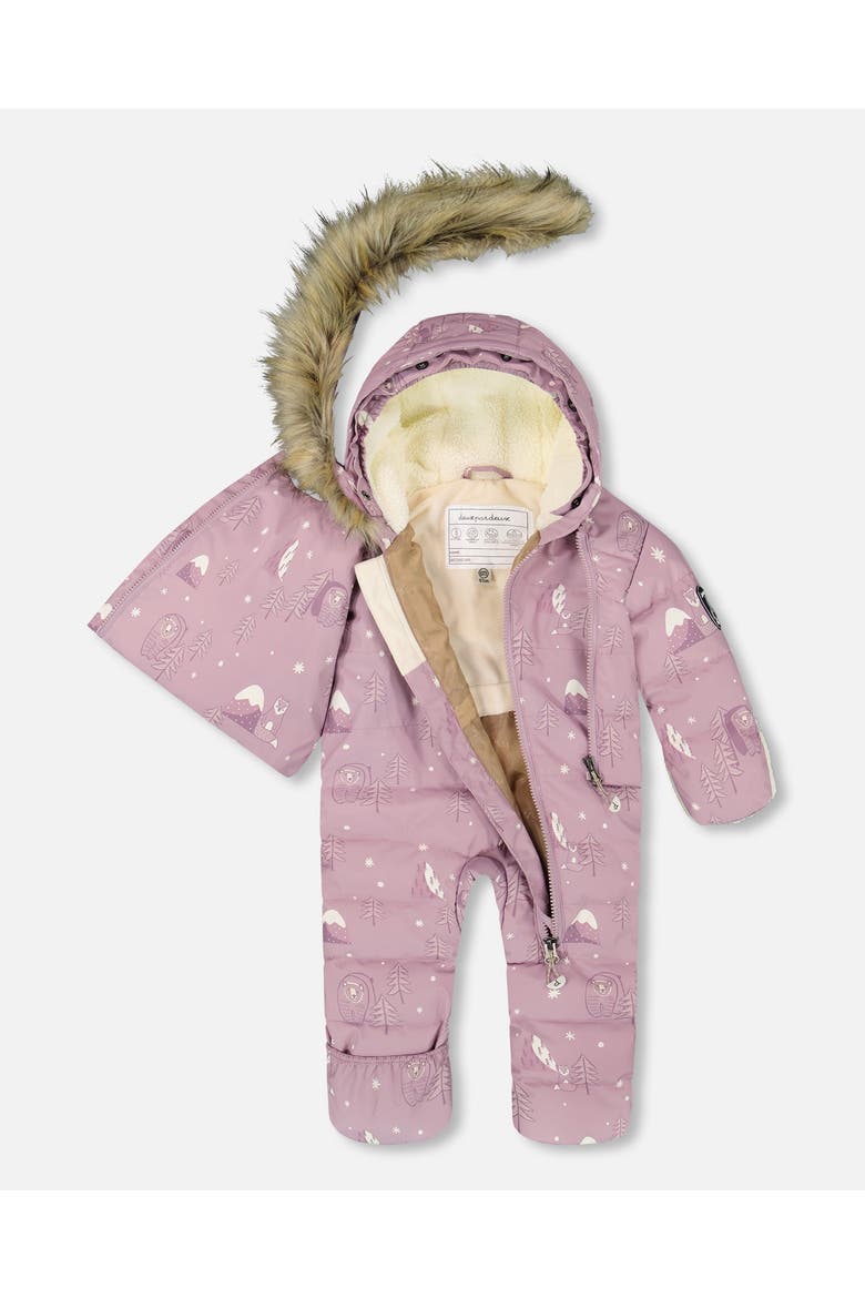 One-Piece Snug Snowsuit Designed for Car Seat Bear, Alternate, color, Purple