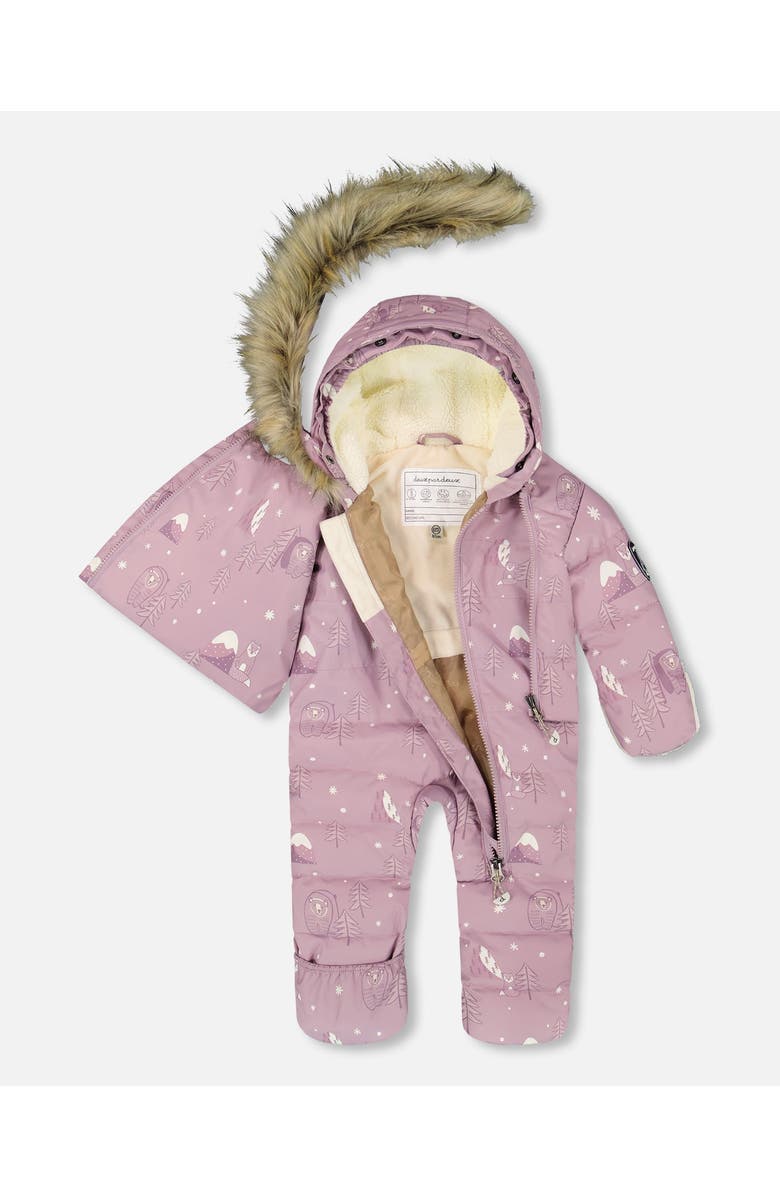 Deux par Deux One-Piece Snug Snowsuit Designed for Car Seat Bear, Alternate, color, Purple