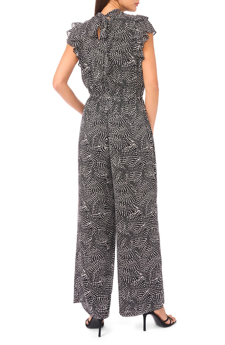 1.STATE Mock Neck Flutter Sleeve Chiffon Jumpsuit, Alternate, color, Rich Black