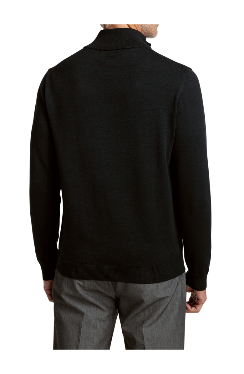 Paul Fredrick Supima Cotton Quarter Zip Mock Neck Sweater, Alternate, color, Black