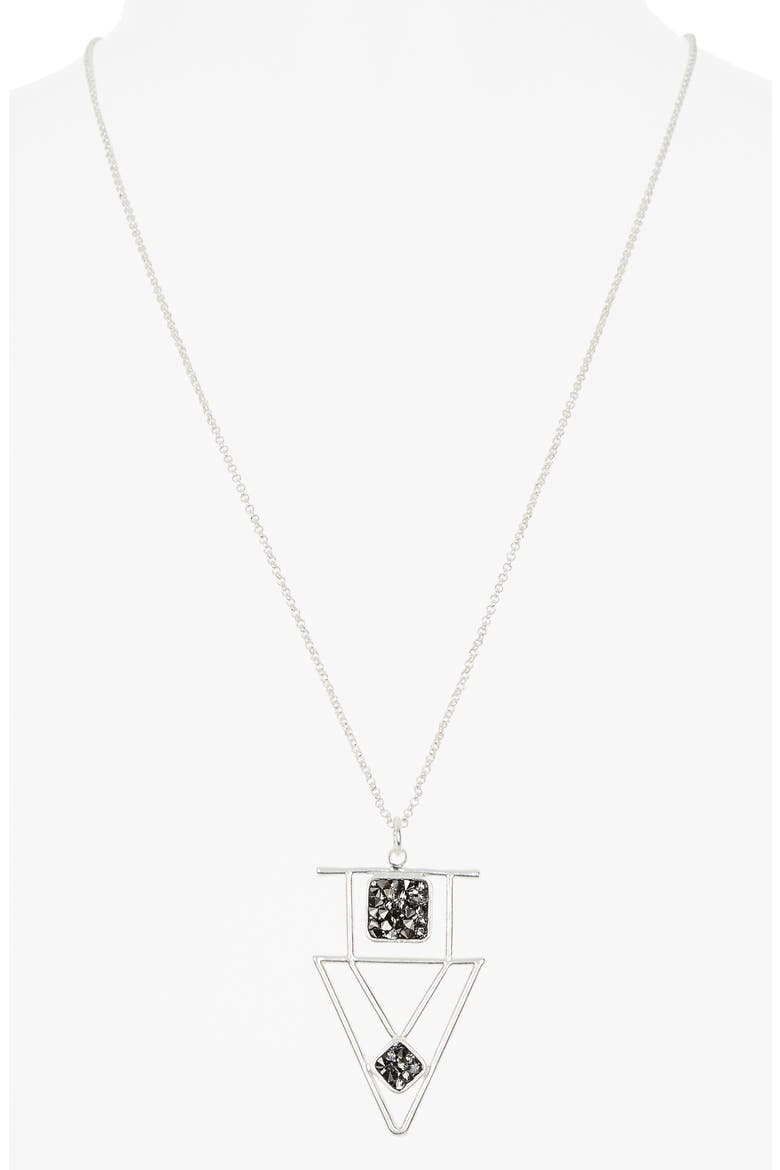 Minimalist Crystal Pendant Necklace, Alternate, color, SILVER