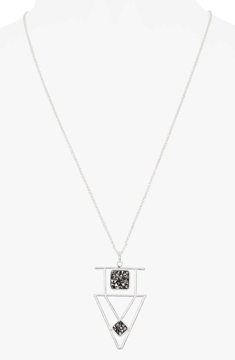 Karine Sultan Minimalist Crystal Pendant Necklace, Alternate, color, Silver