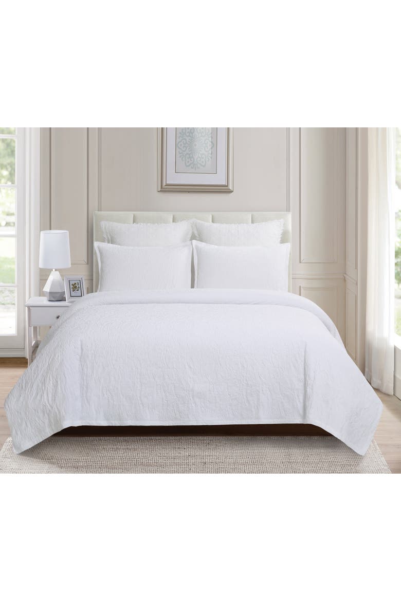 Shiloh Pebble Coverlet Set Bedding   - Reversible and Machine Washable, Alternate, color, White