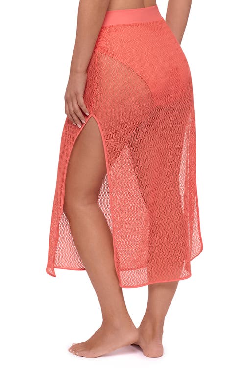 S3 Side Slit Crochet Coverup Skirt In Orange
