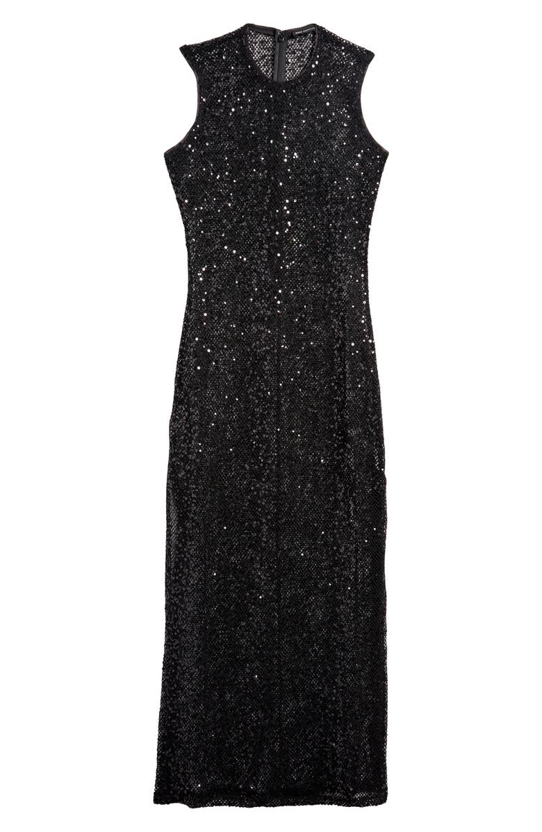 Good American Sequin Fishnet Cover-Up Maxi Dress, Alternate, color, Black001