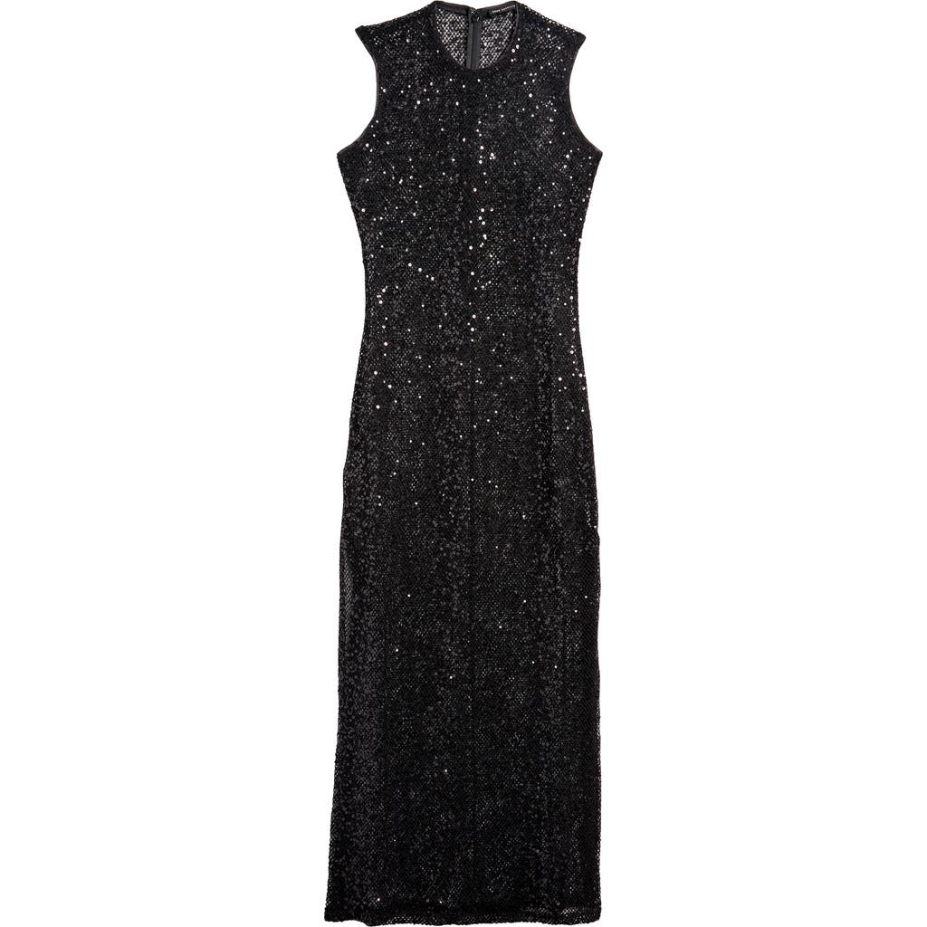 GOOD AMERICAN GOOD AMERICAN SEQUIN FISHNET COVER-UP MAXI DRESS