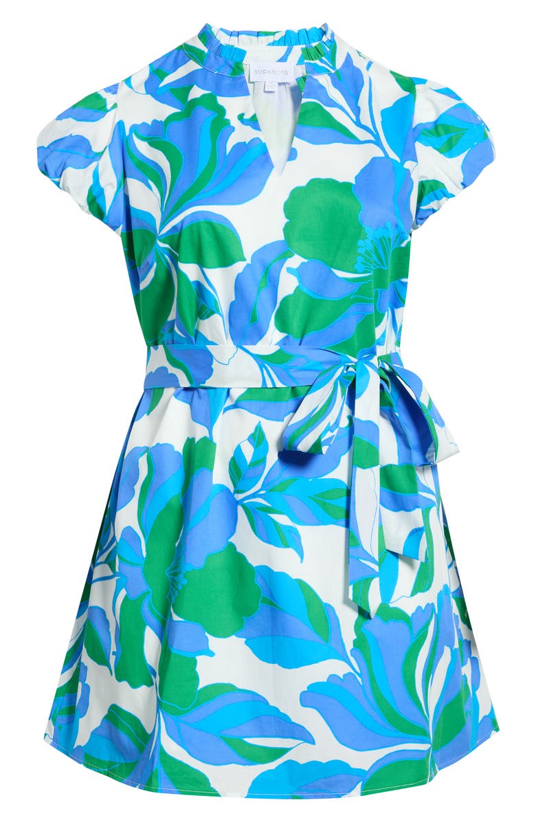 SUGARLIPS Pansie Floral Orela Shift Minidress, Alternate, color, White Blue Green