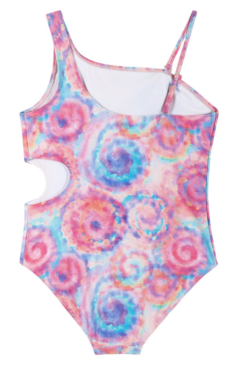 Andy & Evan Kids' Rib Tie Dye One-Piece Swimsuit, Alternate, color, Pink