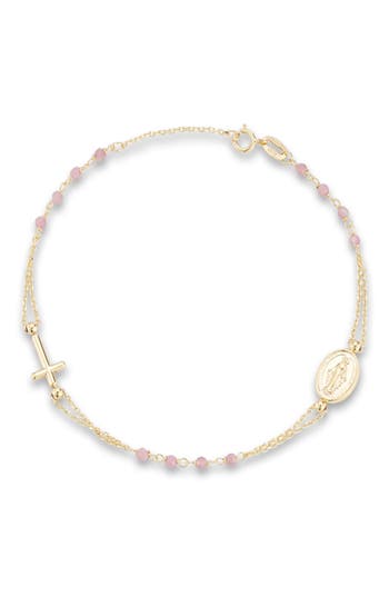 Ember Fine Jewelry Rose Quartz Rosary Bracelet In Gold