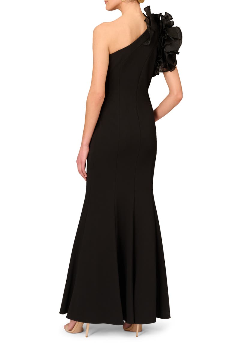 One-Shoulder Trumpet Gown, Alternate, color, BLACK