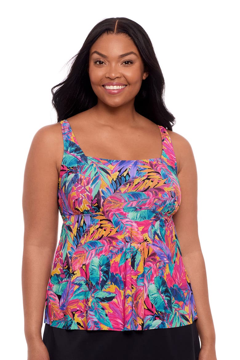 Maddie Square Neck Tankini Swimsuit Top, Main, color, Paradise Palms