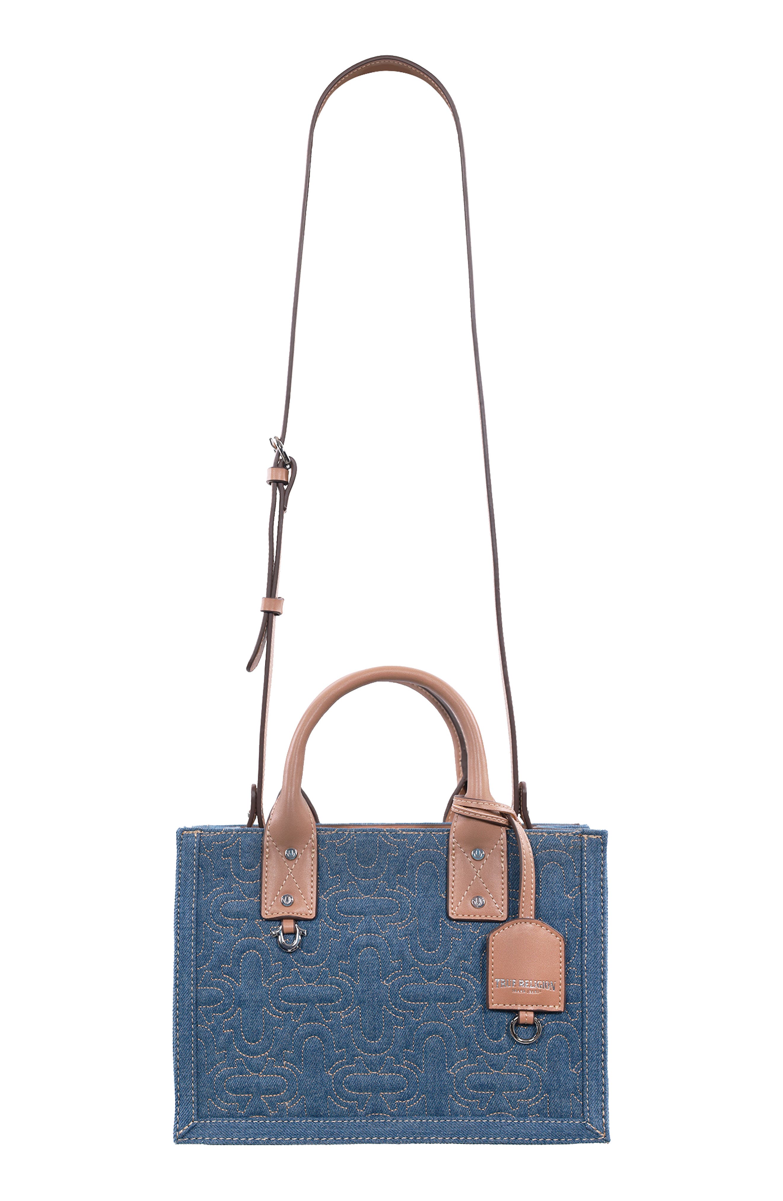 True Religion Quilted Horseshoe Tote Bag, Alternate, color, Medium Blue