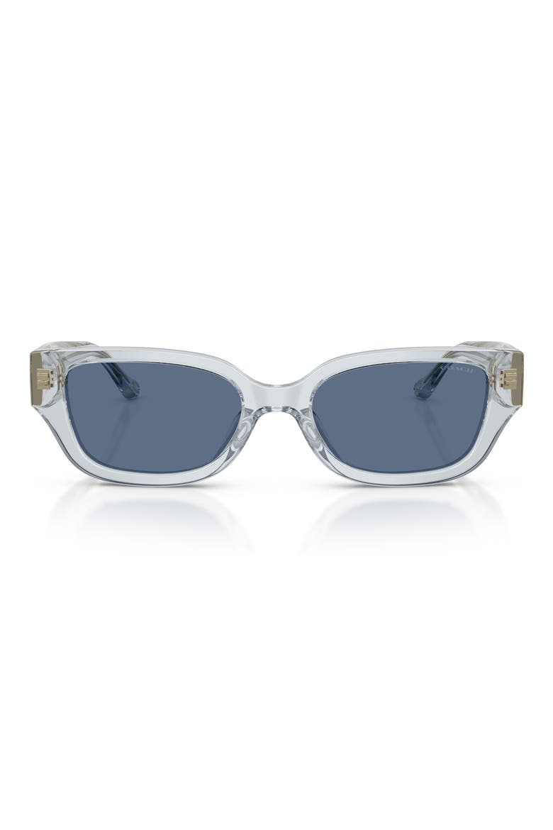 53mm Rectangular Sunglasses, Main, color, TRANSPARENT LIGHT BLUE / BLUE