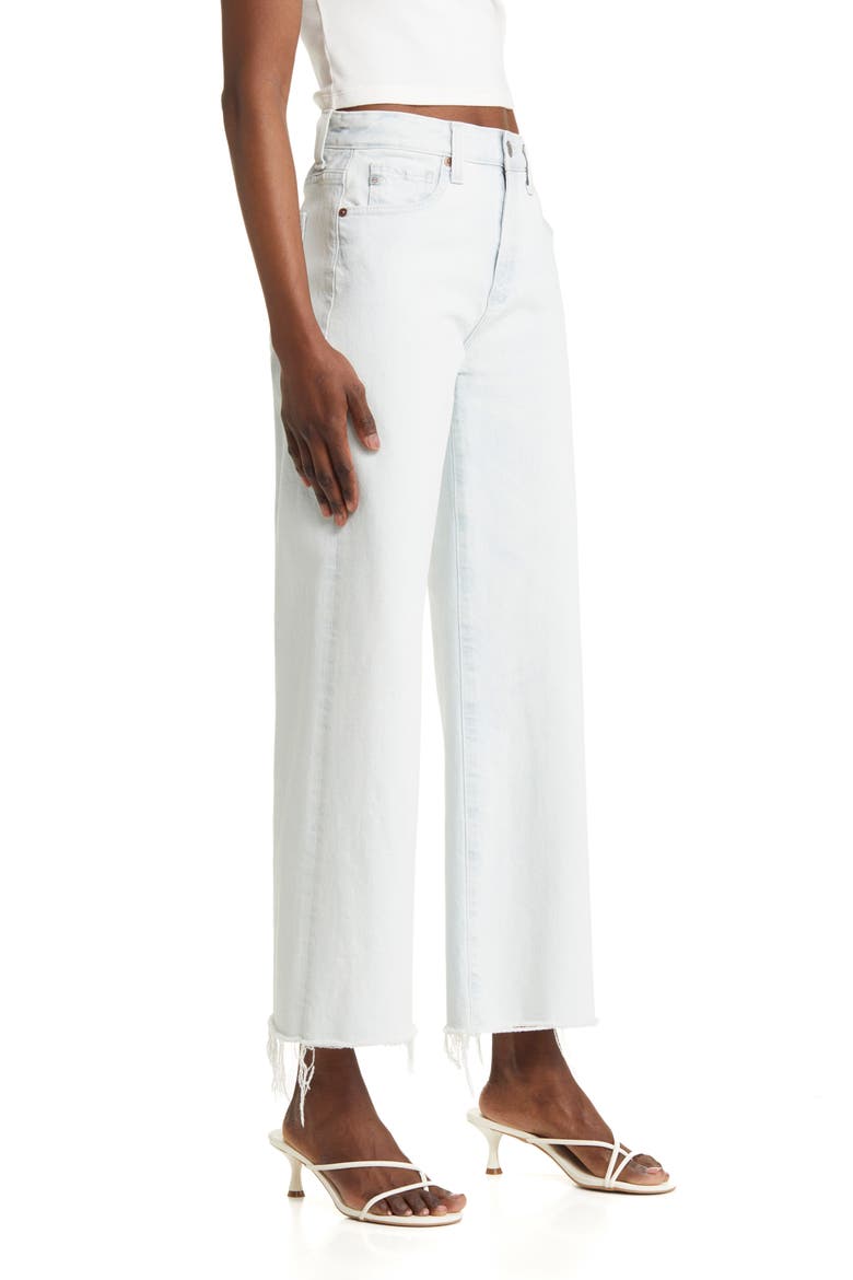 Saige Raw Hem High Waist Ankle Wide Leg Jeans, Alternate, color, TIDE POOL