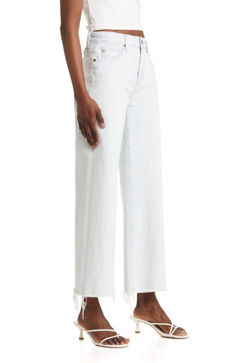 AG Saige Raw Hem High Waist Ankle Wide Leg Jeans, Alternate, color, Tide Pool
