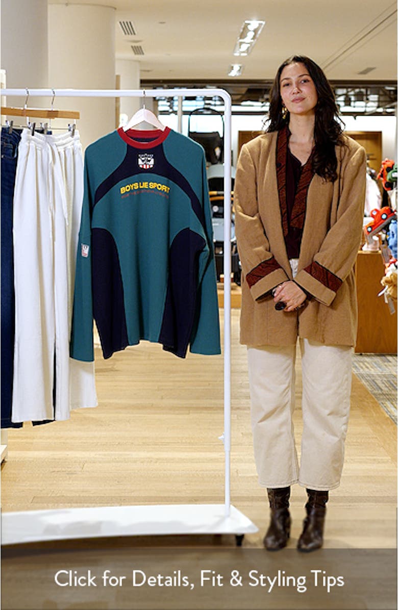 Emotional Support Staff Longline Waffle Knit Pullover, sales video thumbnail