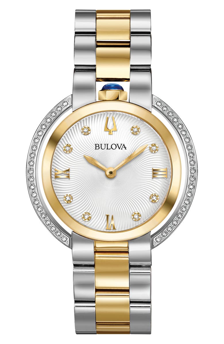 BULOVA Classic Rubaiyat Diamond Bracelet Watch, 35mm, Main, color, Two-Tone