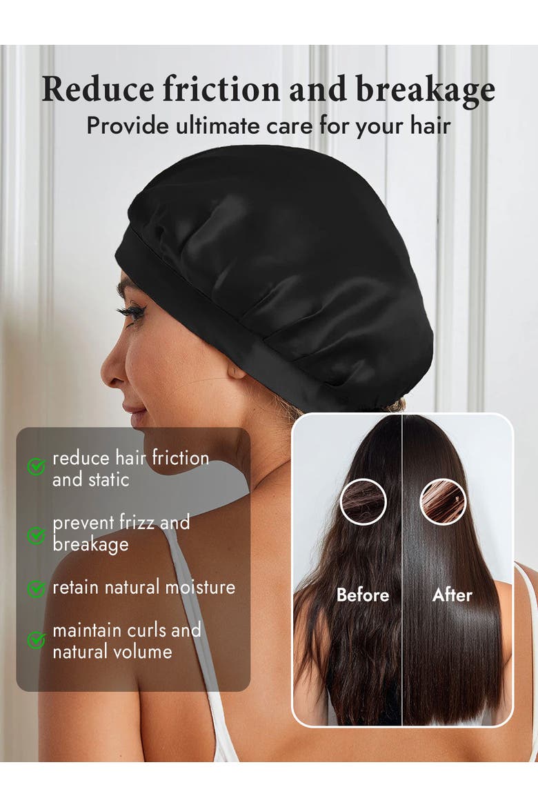Pure Silk Classic Ribbon Bonnet, Alternate, color, Black