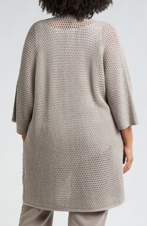 EILEEN FISHER EILEEN FISHER OPEN STITCH LONGLINE WOOL CARDIGAN