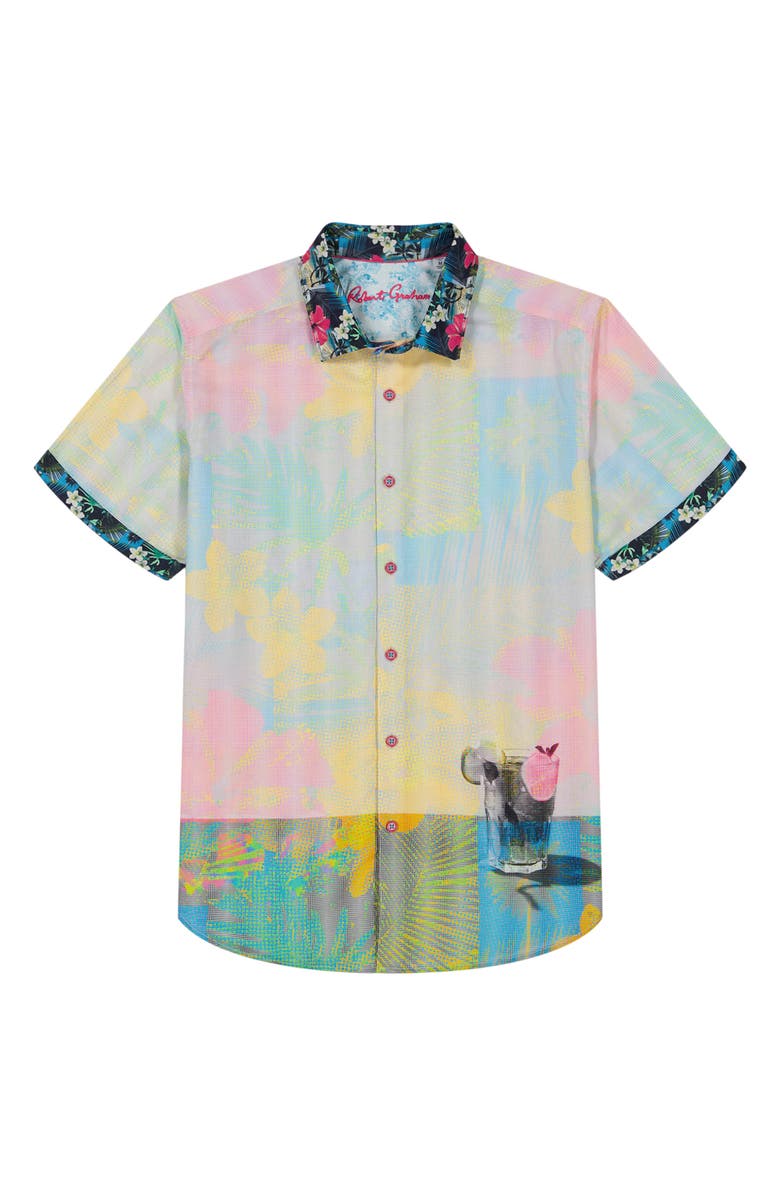 Robert Graham Haze Short Sleeve Button-Up Shirt, Alternate, color, Multi