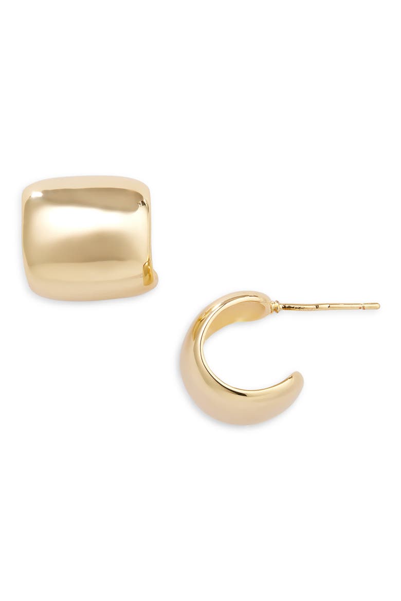 Demi Fine Wide Huggie Hoop Earrings, Main, color, 14K GOLD PLATED