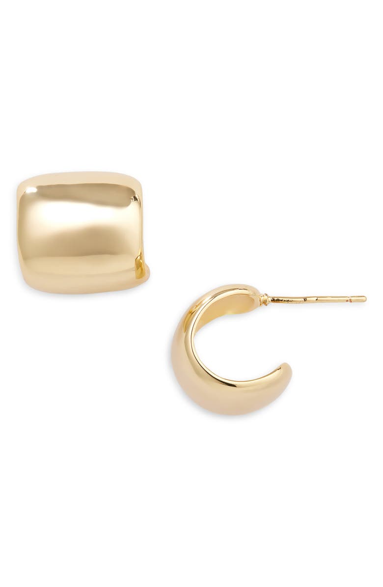 Nordstrom Demi Fine Wide Huggie Hoop Earrings, Main, color, 14K Gold Plated