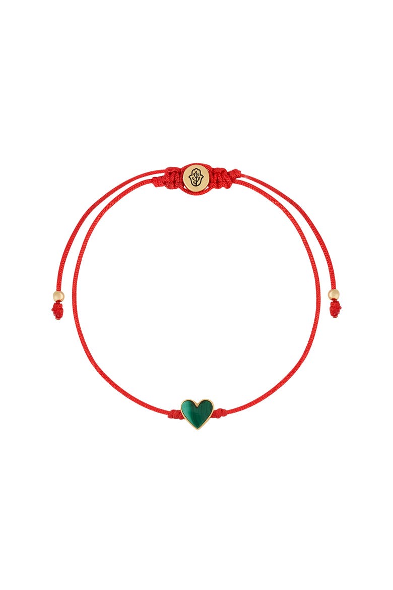 Lucky in Love - Malachite Red String Bracelet, Main, color, Red/green/gold