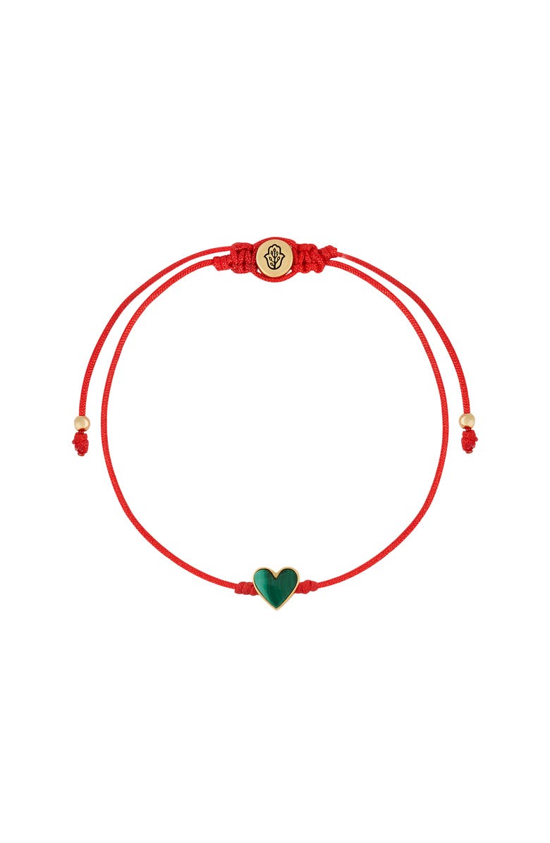 Karma and Luck Lucky in Love - Malachite Red String Bracelet, Main, color, Red/Green/Gold
