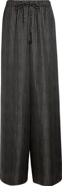 Max Mara Clarino Broken Stripe High Waist Wide Leg Silk Pants