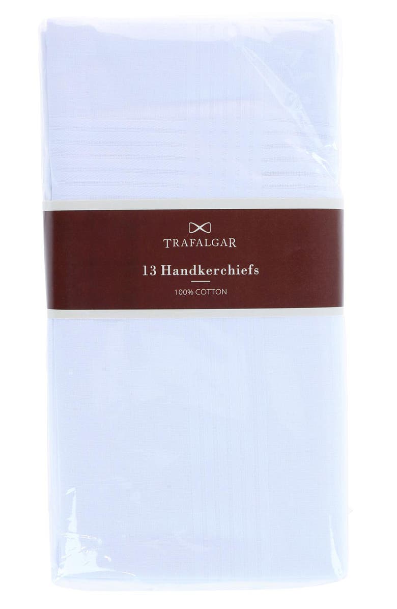 Trafalgar Baker's Dozen 13-Pack Cotton Handkerchiefs, Alternate, color, White