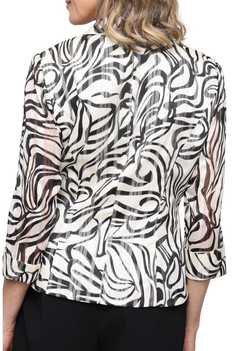 Metallic Stripe Abstract Print Top, Alternate, color, IVORY BLACK