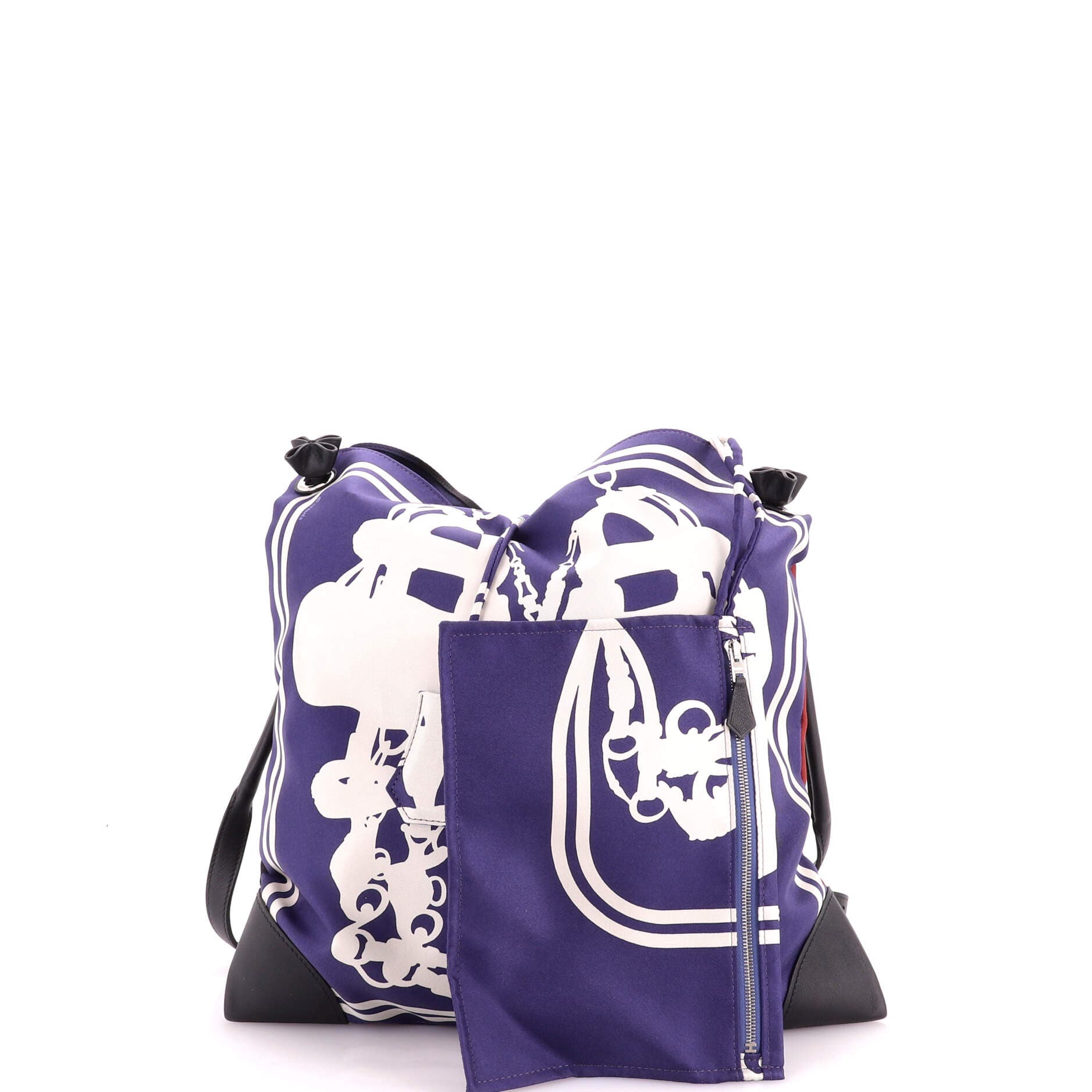 Silky City Bag Printed Silk and Leather PM, Alternate, color, Blue