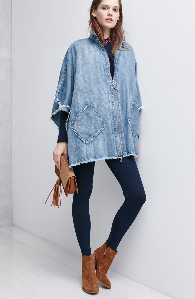Treasure & Bond Treasure&Bond Zip Front Denim Poncho, Alternate, color,