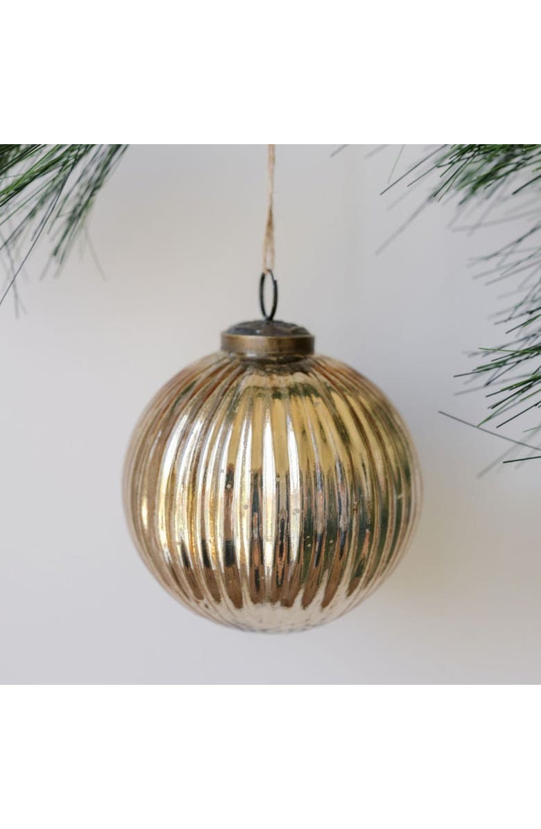 CG Hunter 4" Mercury Ribbed Glass Antique Gold Ornament, Main, color, Gold