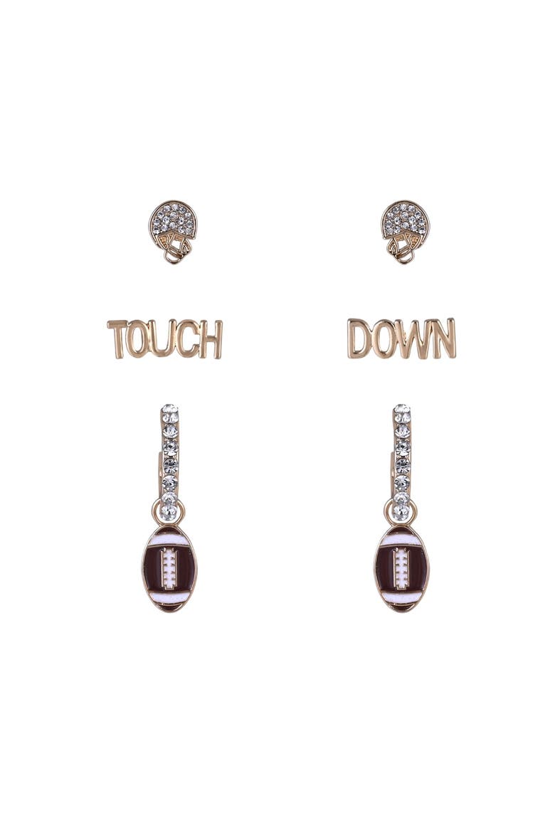 Game Day Trio Earring Set, Alternate, color, Brown