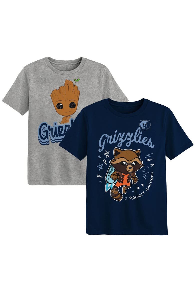 Preschool Memphis Grizzlies Two-Piece Guardians Of The Galaxy T-Shirt Set, Main, color, Heather Gray