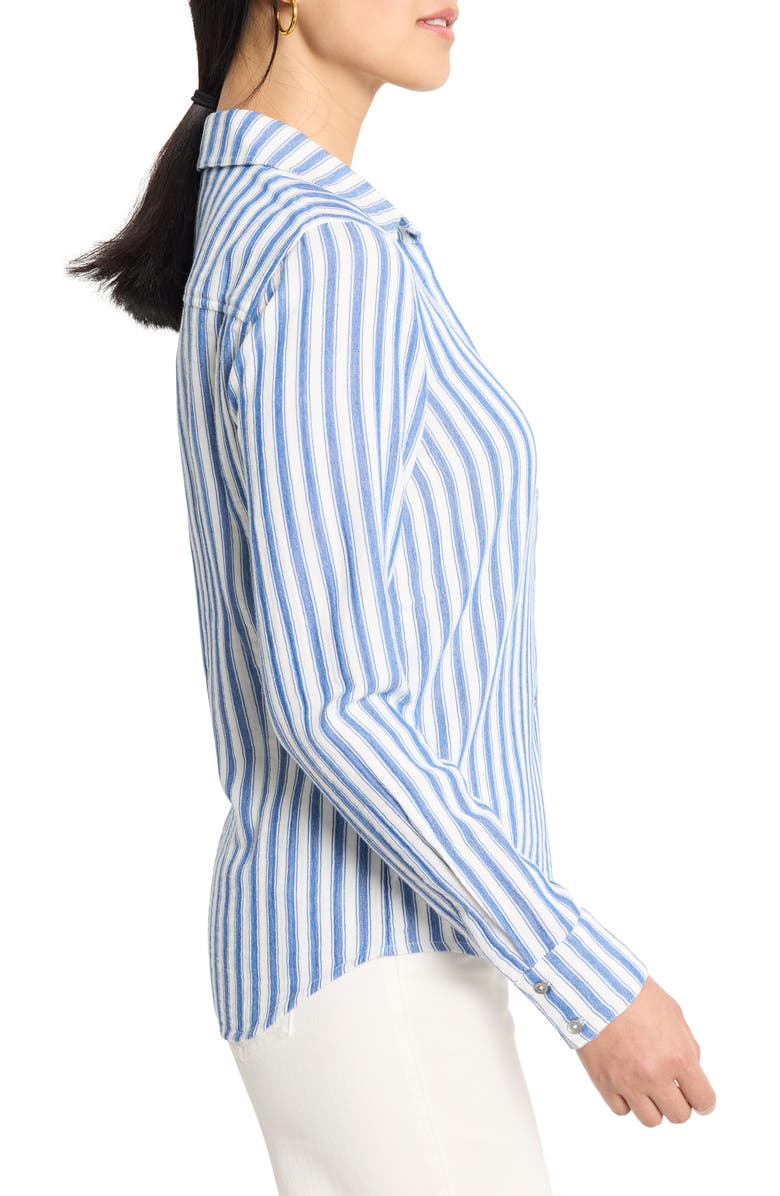 NIC+ZOE Stripe Double Gauze Button-Up Shirt, Alternate, color, Blue Multi