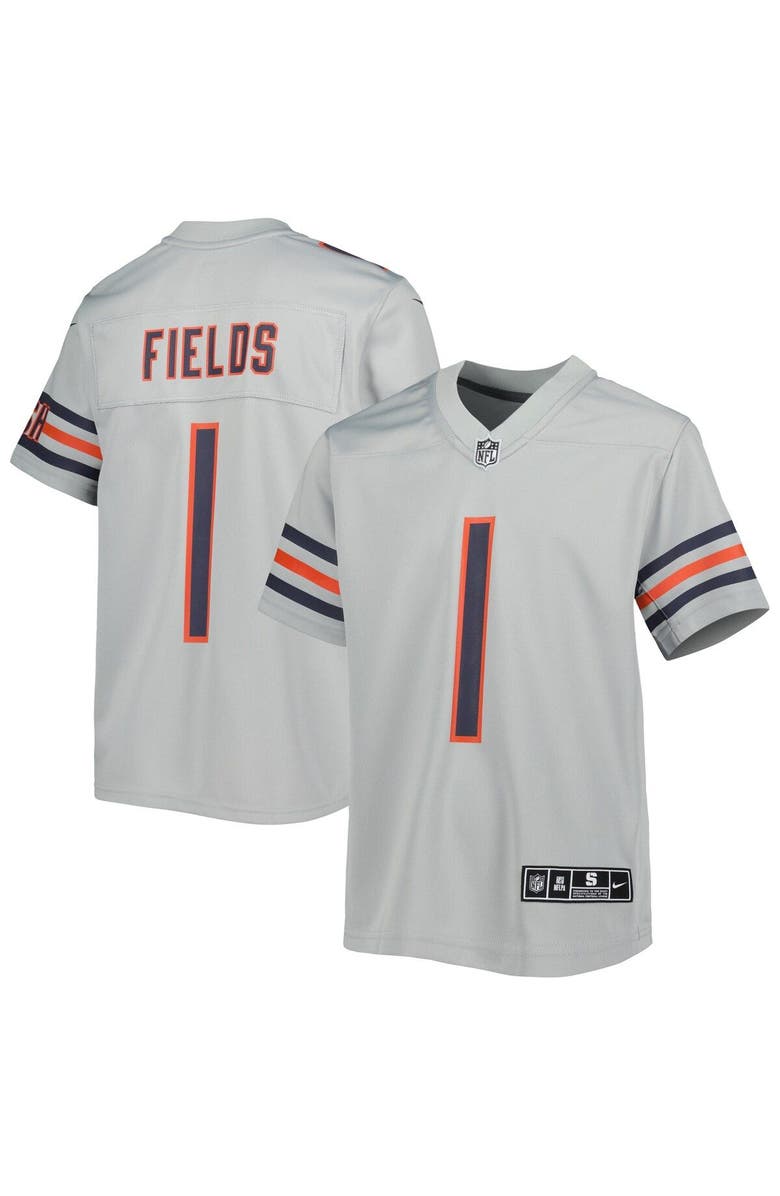 Nike Youth Nike Justin Fields Gray Chicago Bears Inverted Game Jersey, Main, color, 