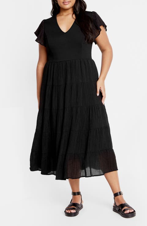 Marli Mixed Media Midi Dress (Plus)