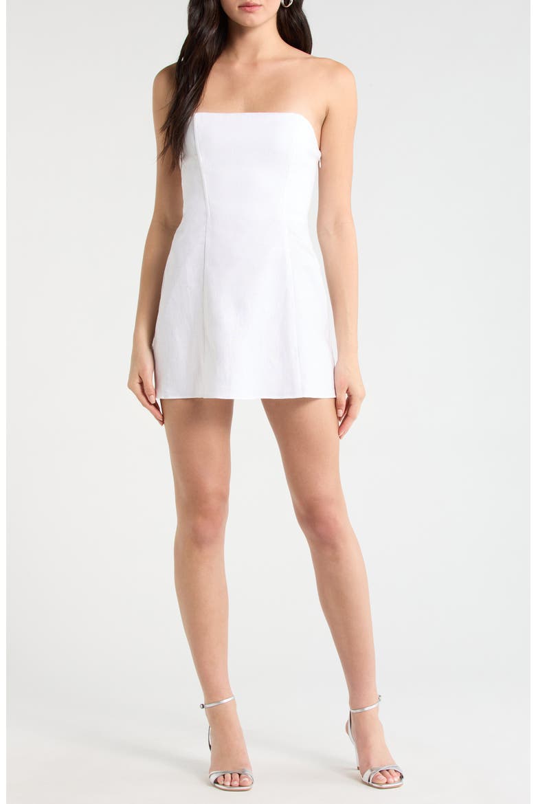 Aurina Linen Strapless Top, Main, color, WHITE