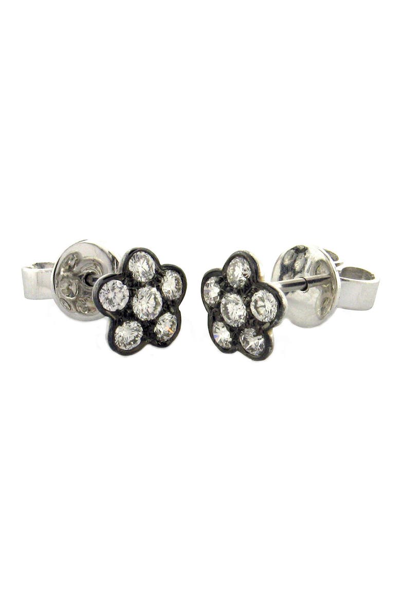 Diamond Flower Stud Earrings, Main, color, BLACK RHODIUM/ DIAMOND