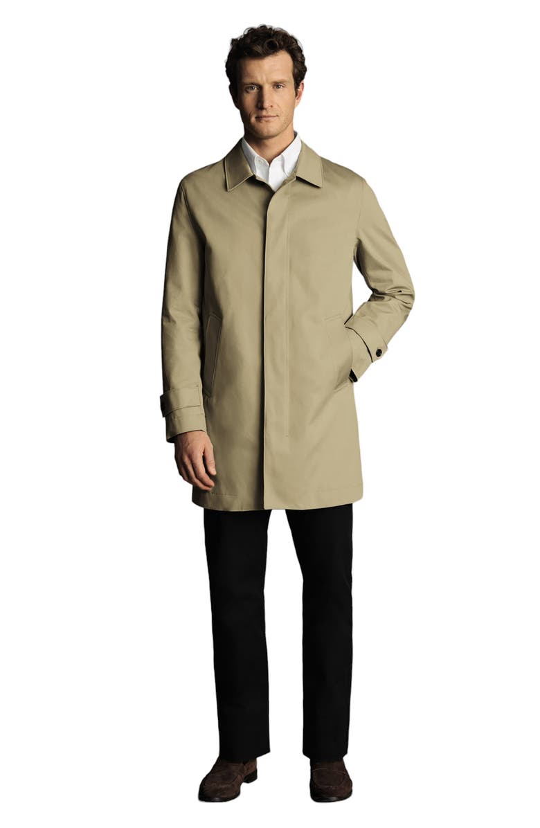 Charles Tyrwhitt Classic Showerproof Cotton Raincoat, Main, color, Limestone