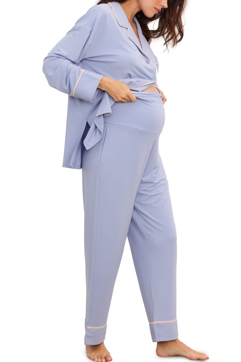 The Ultra Soft Jersey PJ Set, Alternate, color, Sky with Petal Piping